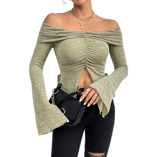 Flared Long Sleeved Knitted Top