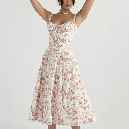 High Slit Suspender Floral Dress