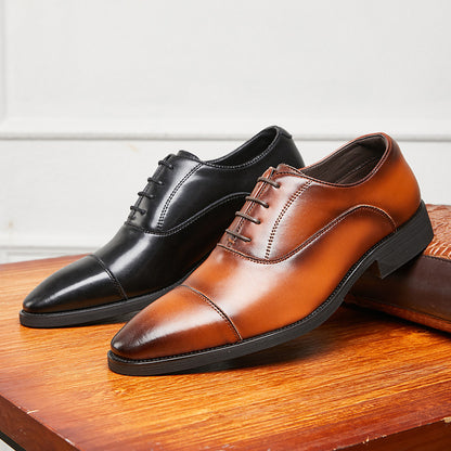 Pointed Three-Joint Leather Shoes