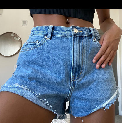 Ripped Denim Shorts