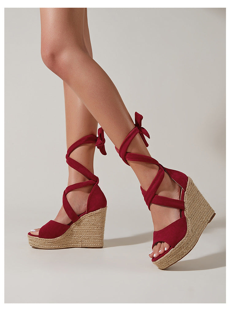 Lace Up High Heels Platform Sandals